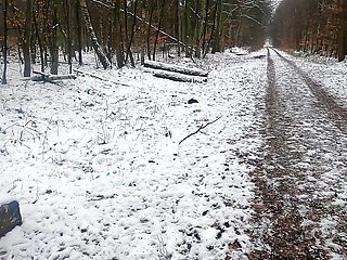 Beating Her Pussy in the Snow