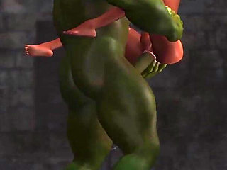 Young anal sex slave gets fucked by a big green monster