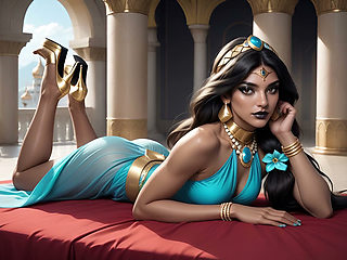 Princess Jasmine Waiting for Aladdin's Cock