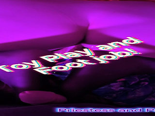 Sex toy play with a nylon foot job, cumming on her feet!