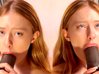 Blue-Eyed Blonde Deepthroats a Huge Black Cock - Autumn Tears