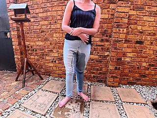 Blond MILF Pissing in Clothes Desperation Compilation