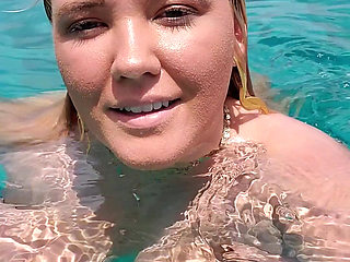 Swimming in the blue waters of Greece butt naked...