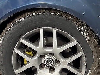 Car Stuck in Mud: Desperate Masturbation, Sloppy Blowjob & Public Facial Cumshot