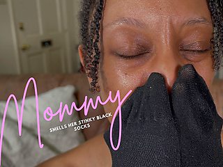 MILF Smells Her Stinky Black Socks