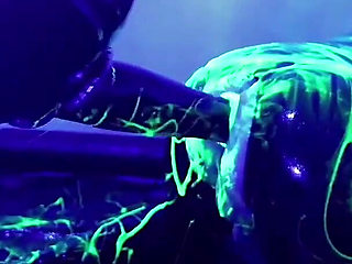 Rubber Double Fisting with Uv Slime