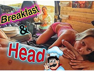 Breakfast And Head Threesome While Camping