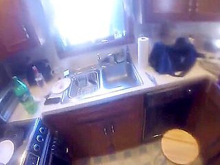 Skinny Cougar Handles a BBC in the Kitchen