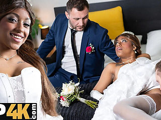 Hot Brunette Bride Fucked Hard Before Wedding - Interracial Sex with Big Ass Vicky Menage