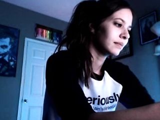 Cute curly brunette solo webcam masturbation
