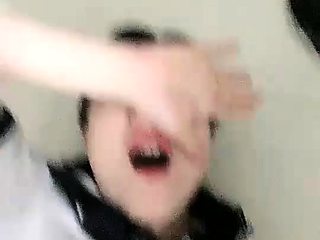 Asian amateur in maid uniform