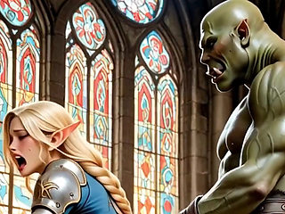 Blonde Elf Babe Gets a Pounding From the Orc King's Cock, Waifu Hentai Animation