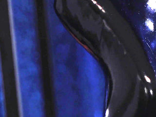 Sexual latex blonde MILF squirt dildo fuck