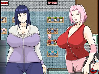 Busty ninja Sakura and Hinata in all the wild hentai action