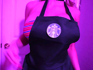 Starbucks Barista Liv Anders Gets Face Fucked in Uniform at Work - Big Fake Tits, Sloppy Blowjob