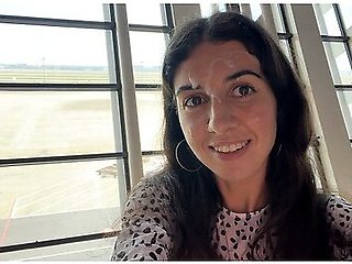 Katty West - Crazy Cumwalk In Big Airport Full Of People Risky Public Blowjob