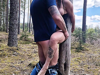 Handcuffed MILF Fucked Hard in Public Forest - Doggy Style & Cumshot