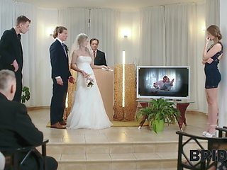 Sensual sex with beautiful bride is shown to wedding guests on video