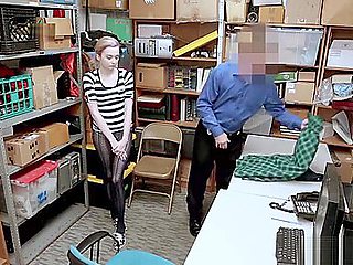 Pale emo teen 18+ shoplifter punish fucked by a LP officer