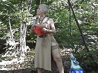 French Lady Gets Three Cocks to Please in the Woods