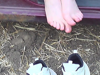 Hot Sexy Brunette with Big Tits Masturbates in the Car with Vibrator