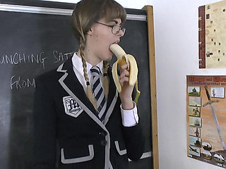 Melissa Eats a Large Banana in Class
