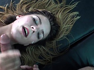 POV blowjob footjob handjob with Karla Kush eating cum