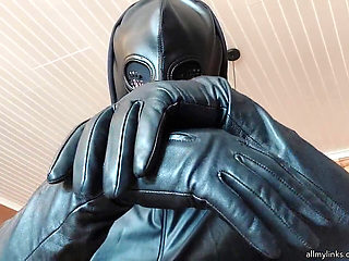 ASMR with long leather gloves for some intense bondage play