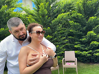 Backstage! Horny Cuckold Husband Films Tiny Sasha Paige Pissing in His Wife Oksana Katysheva's Mouth!