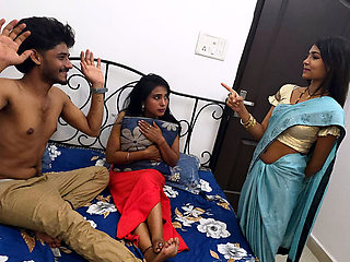 Asian Indian Desi Husband Cheating and Caught by Wife Fucking to Girlfreind Husband Wife Girlfriend Threesome Video