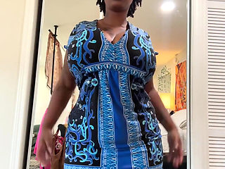Chubby Ebony in Dress Showing Her Big Tits & Ass