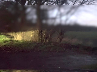 Naked and barefoot hiding from passing cars wanking and twerking