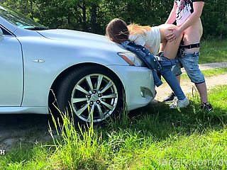 Amateur brunette doggystyle fucks a big cock