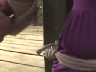 Deedee Tied and Cleavegagged Outside