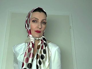 Satin Scarf Satin Headscarf Fashion Show Clip and JOI