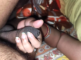 Girlfriend with hand blowjob at home