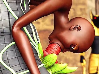 Anubis has some fun with a smoking hot ebony beauty in an ancient temple