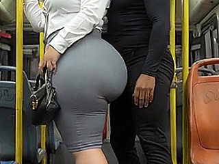 "Masked Secretary BBW Gets Ass Pressed on Crowded Public Bus"