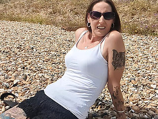 Step Mommy Hugo Beach Visit - Hot Mature Brunette Handjob & Dirty Talk