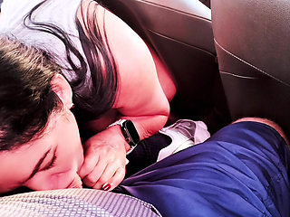 Hot Asian customer pays ride in Uber car with delicious blowjob on driver, naughty girl deepthroats and swallows it all