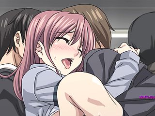Busty Anime -Censored- and Gangbanged on Crowded Train