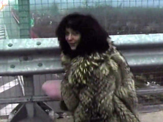Horny MILF Stuffing Huge Dildo in Highway Adventure