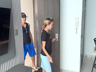 My little neighbor takes advantage of the fact that my wife's cuckold is not there to give me her delicious ass.