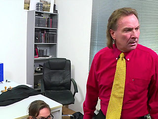 Hairy big ass secretary brunette sprayed on her natural tits