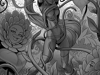 Young girl dancing in the jungle