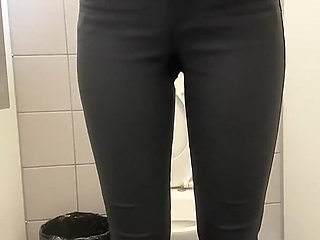 Compilation Girl in Black Skinny Jeans Piss in Public Toilets Daily Pad in Panties