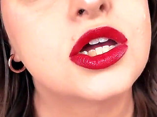 Forever Weak for My Lips - Seductress Sydney Screams Applies Red Lipstick Before Covering You with Her Lipstick Kiss Marks