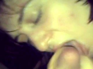 Big-Titted Brunette Blowjob and Facial in a Car