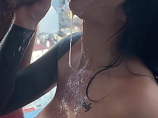 Hard, Sloppy, and Messy Facial Fucking! Blowjob with Two Throatpie