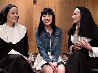 Helena Locke, Charlotte Sartre & Mona Wales: Anal Training for a Submissive Nun